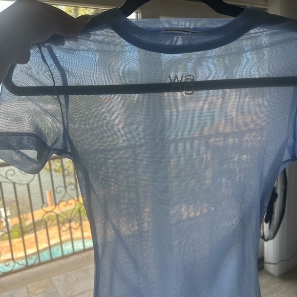 Alexander Wang Hotfix short-sleeve mesh T-shirt Baby Blue - Picture 7 of 12
